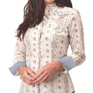 Roper Womens Vintage Wallpaper Print Snap Shirt L